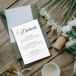 Information om Bröllop i skript till elegant Tilläggskort