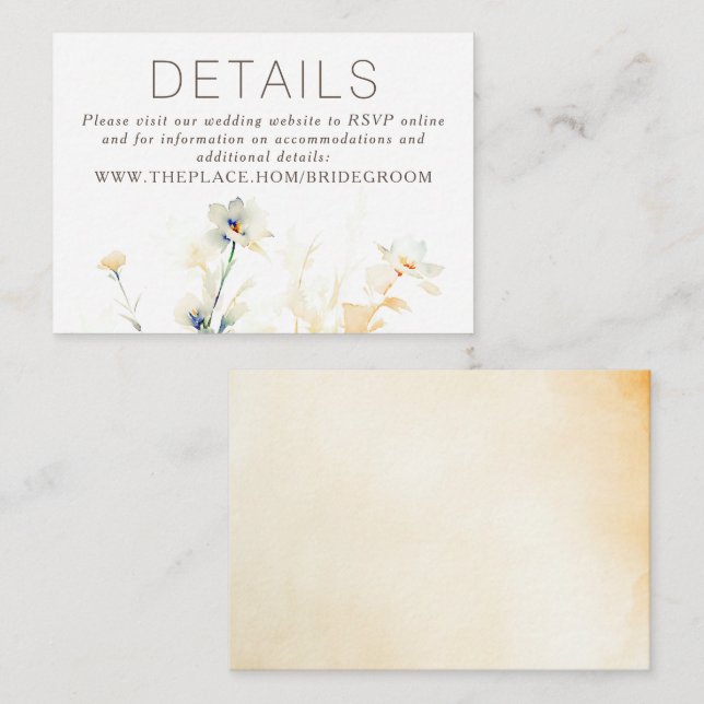 Information om Bröllop-kort för mindre hölje i blo Tilläggskort (Fram/baksida)