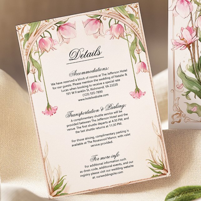 Information om Bröllop-kort för  Rosa och Guld Blo (Skapare uppladdad)