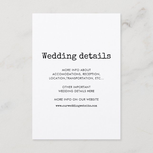 Information om bröllop-kort för skrivmaskin för vi tilläggskort (Framsida)
