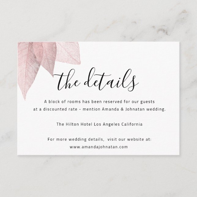 Information om Bröllop-kortet för informationshölj Tilläggskort (Framsida)