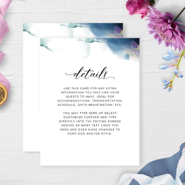 Information om bröllop, Lila, blått och blått vatt Tilläggskort (Skapare uppladdad)