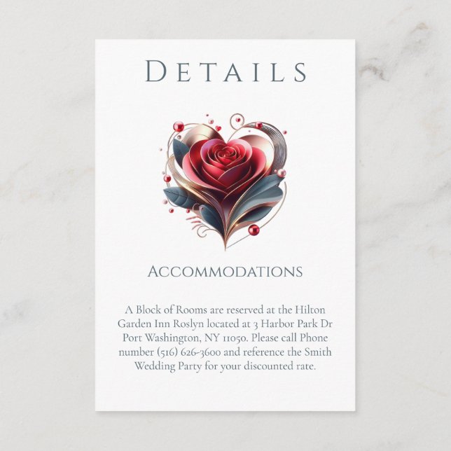 Information om bröllop - Modern Hjärtformade Ro Tilläggskort (Baksida)