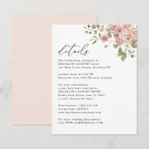 Information om Bröllop om  Rosa ros Blommigt Tilläggskort