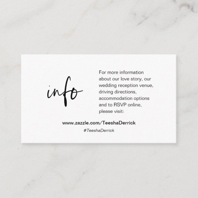 Information om bröllop, webbplats, OSA, visitkort Tilläggskort (Framsida)