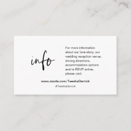 Information om bröllop, webbplats, OSA, visitkort Tilläggskort