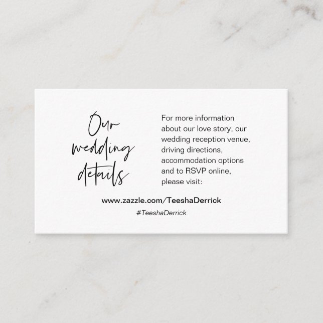 Information om bröllop, webbplats, OSA, visitkort Tilläggskort (Framsida)