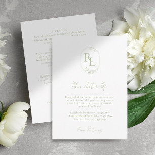 Information om Bröllop White Grönt Monogram med mi Tilläggskort