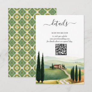 Information om bröllopet för Toscanas Italien QR Tilläggskort