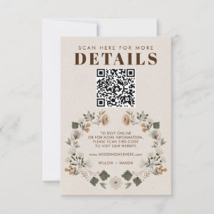 Information om Bröllopet OSA Modern Boho Folk QR-k Kort