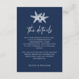 Information om bröllopsbröllop om marinblått stjär tilläggskort