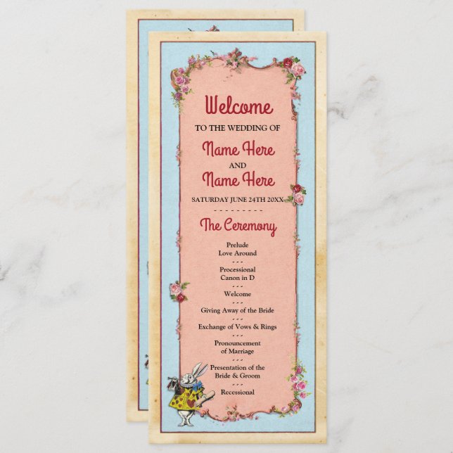 Information om Bröllopsprogrammet för  av Blommigt Inbjudningar (Fram/baksida)