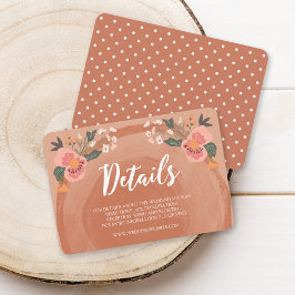 Information om Brown Wood Rustic Blommigt Bröllop Tilläggskort