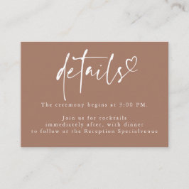 Information om brunt modernt, minimalistiskt Bröll Tilläggskort