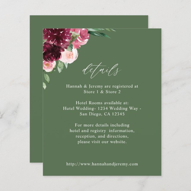 Information om Budget Rosa & Burgundy Blommigt 7 - (Fram/baksida)