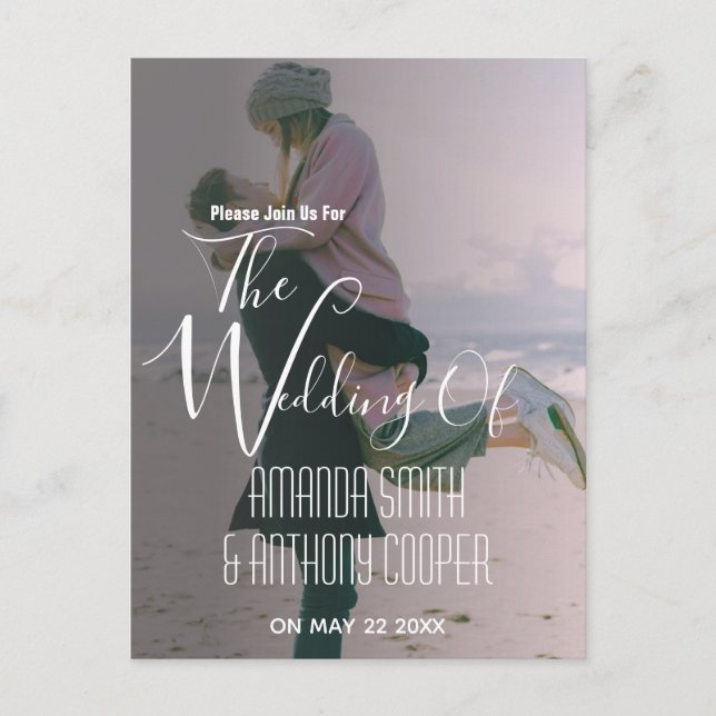 Information om budgetbröllopsinbjudan inbjudan vykort (Framsida)