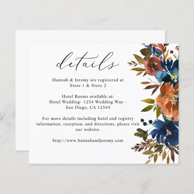 Information om budgetflottan, Orange och brun Blom (Fram/baksida)