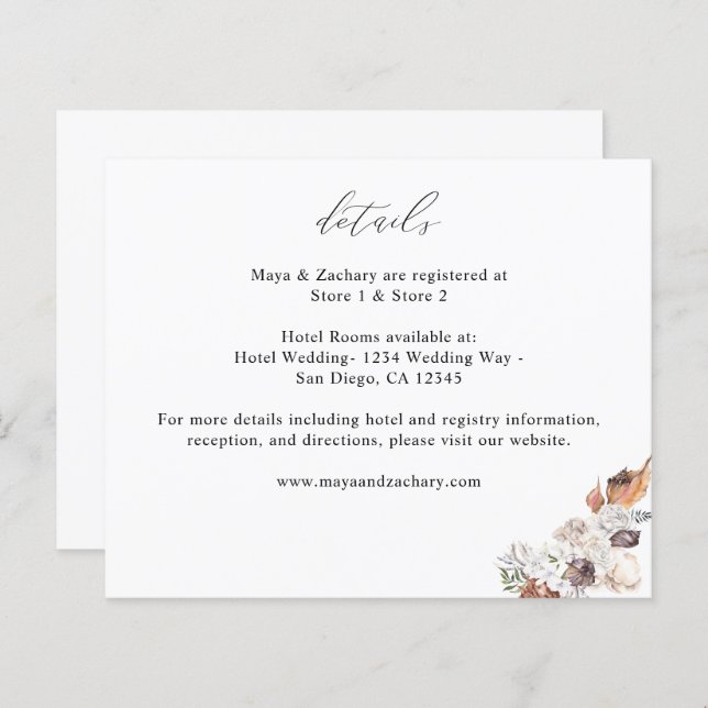 Information om budgetsektioner och vitBlommigt (Fram/baksida)