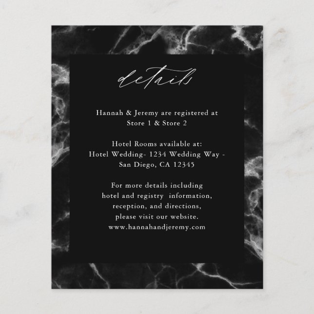 Information om budgetsvart marmor 2 flygblad (Framsidan)