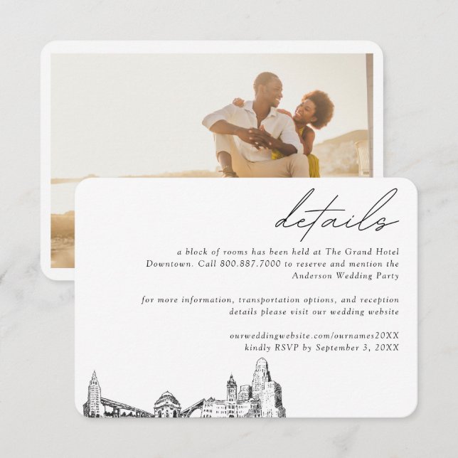 Information om Buffalo New York Bröllop Hotel Room Tilläggskort (Fram/baksida)