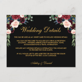 Information om Burgundy Blommigt Bröllop infogar s Vykort