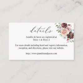 Information om Burgundy & Dusty  Rosa 5 Blommigt S Tilläggskort