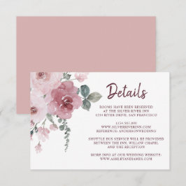 Information om Burgundy Dusty Rosa Blommigt Bröllo Tilläggskort