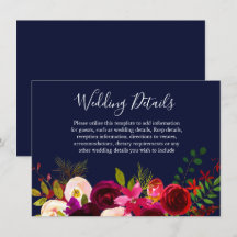 Information om Burgundy Flower Navy Blue Bröllop