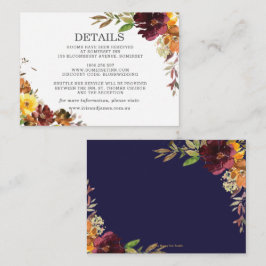 Information om Burgundy Gult Orange Blommigt Bröll Tilläggskort