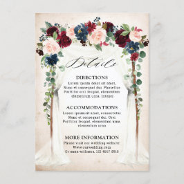 Information om Burgundy Navy Blommigt Arch Bröllo Tilläggskort