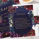 Information om Burgundy Navy Bröllop<br><div class="desc">En bröllopsinbjudan från burgundsflottan med en flotta av blå och burgundblommor med eukalyptus greenery och guld inslag som gör inbjudan till gnistra.</div>