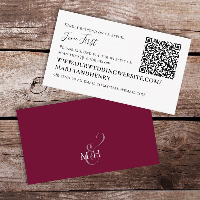 Information om Burgundy QR Code OSA Online Bröllop Tilläggskort (Skapare uppladdad)