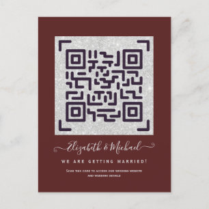 Information om BURGUNDY QR SCANNING CODE Bröllop w Vykort