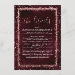 Information om Burgundy Ro Guld Sprinkled Confetti Tilläggskort