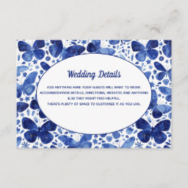 Information om Butterflies Watercolor Blue Bröllop Tilläggskort