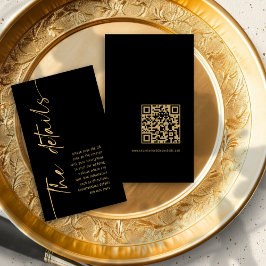 Information om Calligraphy Black Guld QR Code Bröl Tilläggskort