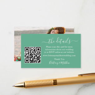 Information om Calligraphy Bröllop QR Photo Mint-G Tilläggskort