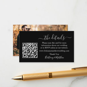 Information om Calligraphy Bröllop webbplats QR Ph Tilläggskort