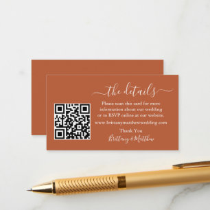 Information om Calligraphy Bröllop webbplats QR Te Tilläggskort