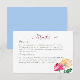 Information om Carnations & Glöm mig Nots Bröllop Tilläggskort