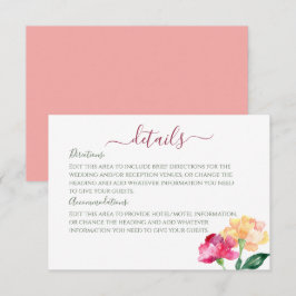 Information om Carnations & Glöm mig Nots Bröllop Tilläggskort