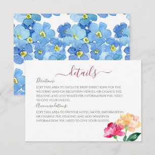 Information om Carnations & Glöm mig Nots Bröllop Tilläggskort