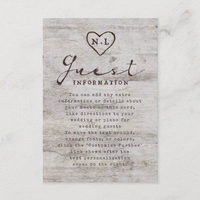 Information om Carved Sweethearts Rustic Träd Bröl Tilläggskort (Framsida)