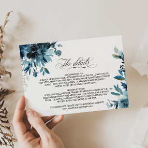Information om Celestial Navy Blommigt Bröllop Inf Inbjudningar