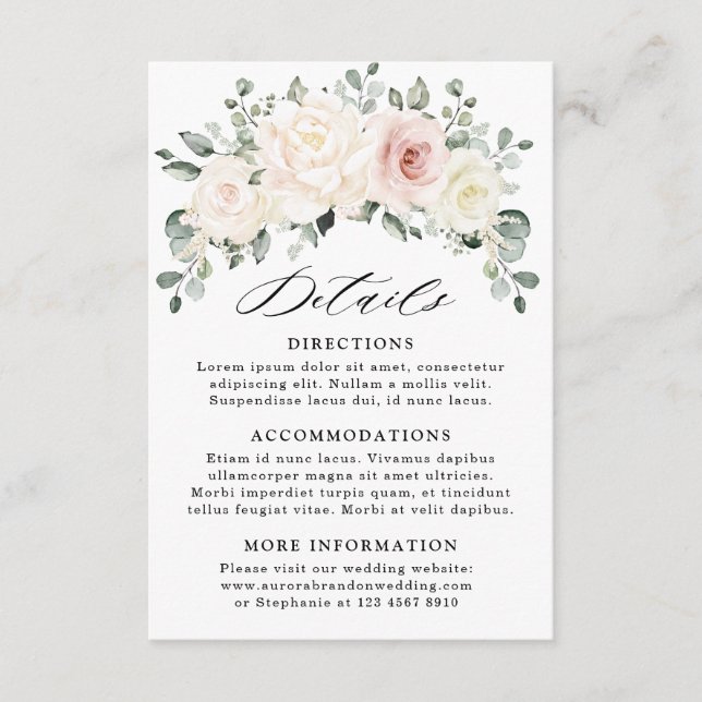 Information om Champagne Ivory  Rosa Blommigt Bröl Tilläggskort (Framsida)