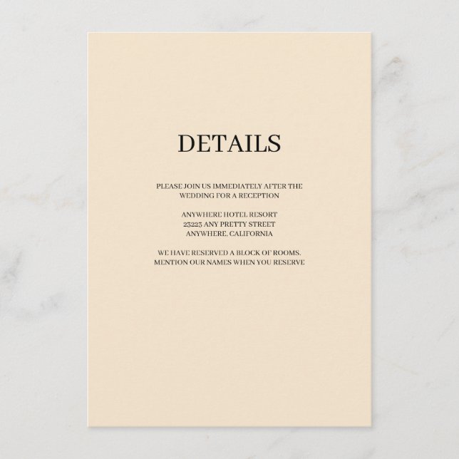 Information om Champagne Simple Bröllop Tilläggskort (Framsida)