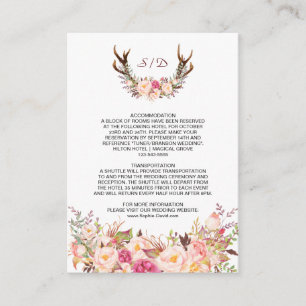 Information om Charm Rosa Blommigt Antlers Bröllo Tilläggskort