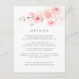 Information om Cherry Blommar Rosa Blommigt Bröllo Tilläggskort