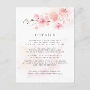 Information om Cherry Blommar Rosa Blommigt Bröllo Tilläggskort