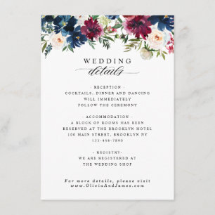 Information om chic Blommigt - blå burgundy röd Br Tilläggskort